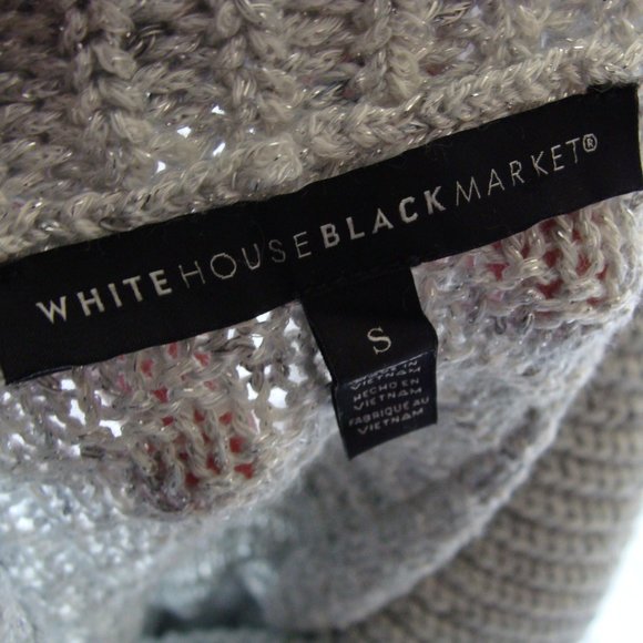WHBM WHITE HOUSE BLACK MARKET Silver & Gray Long Sleeve COWL Neck SWEATER Sz S - Picture 8 of 8